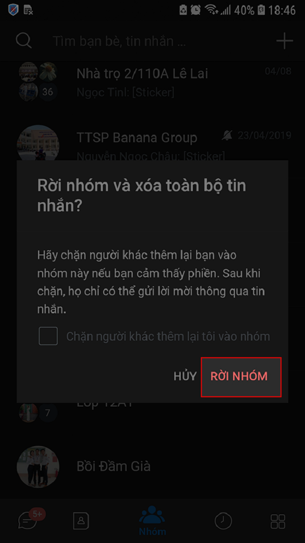 Xac nhan roi nhom zalo tren dien thoai 3 Cách rời nhóm zalo trên điện thoại, máy tính dễ dàng