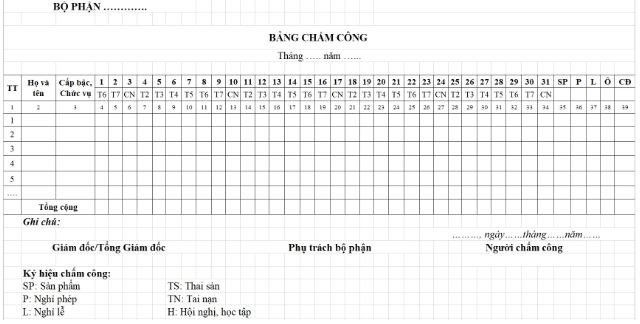 Capture 8 Mẫu bảng chấm công đơn giản, mới nhất 2023