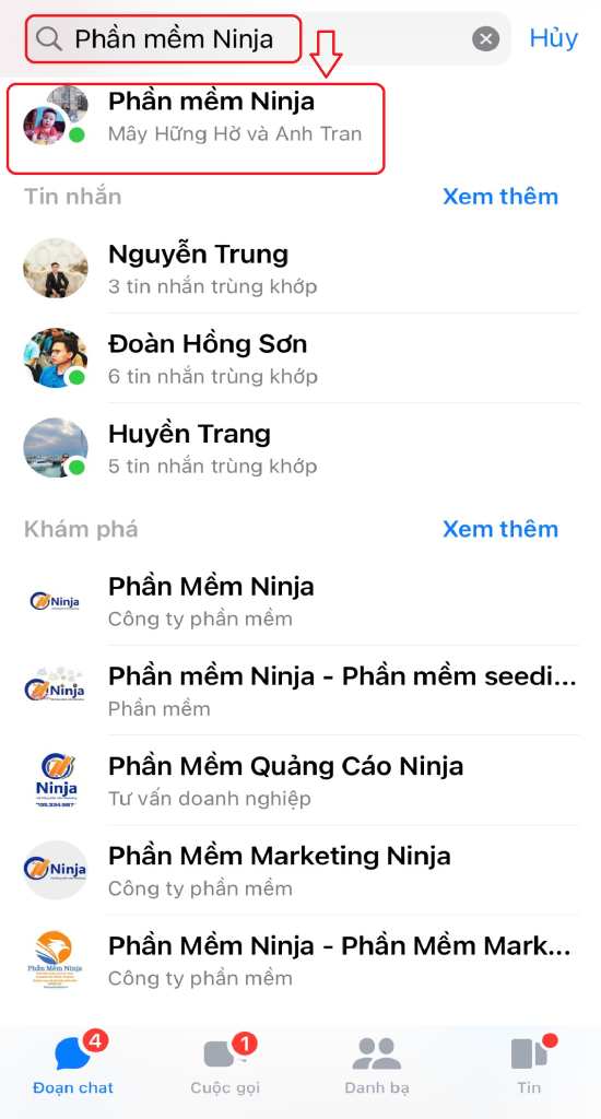 tim kiem messenger 2 550x1024 Cách tìm lại nhóm trên messenger khi đã xóa như thế nào?