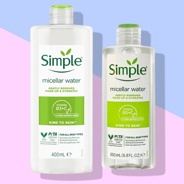 Tay trang Simple Micellar Water 1 Các loại nước tẩy trang dịu nhẹ, an toàn, giúp da sạch sâu