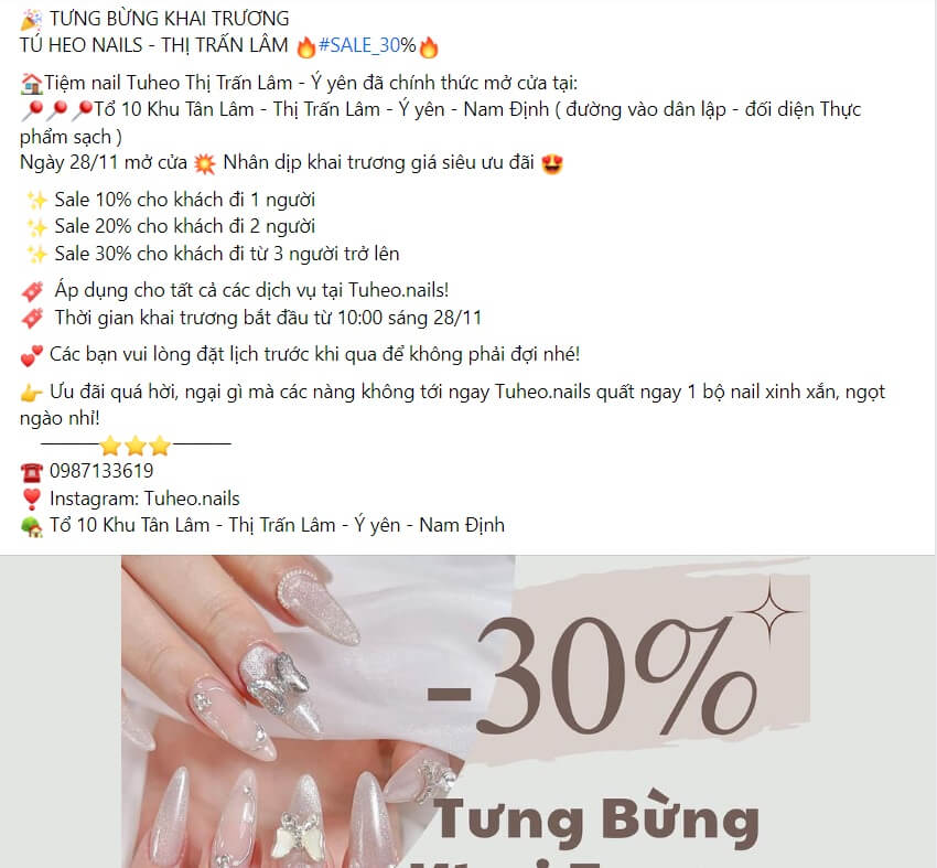 khai truong nail Mẫu stt khai trương tiệm nail ấn tượng, thu hút khách hàng