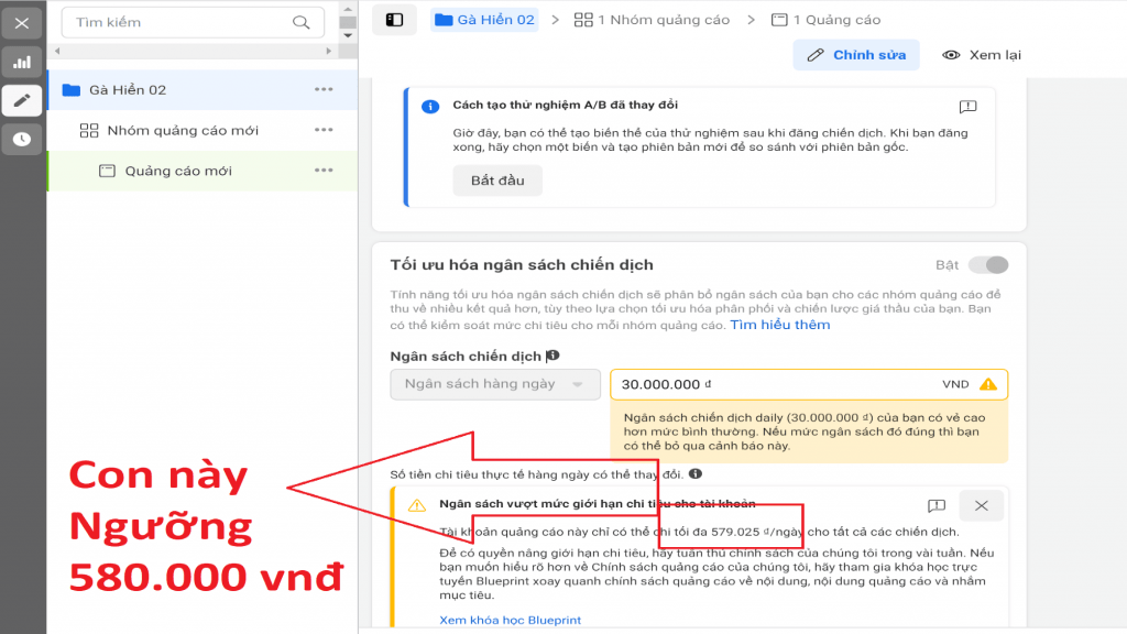 gioi han chi tieu cho tai khoan quang cao 1 Giới hạn chi tiêu cho tài khoản quảng cáo bạn cần biết!