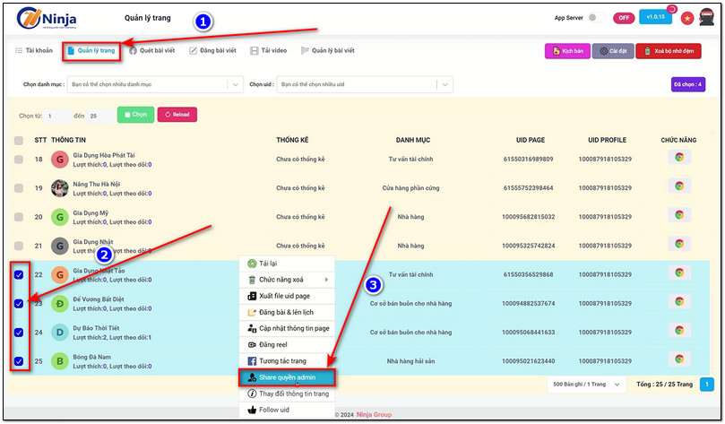 share quyen admin fanpage 2 Ninja Fanpage   Cách share quyền quản trị fanpage Siêu nhanh