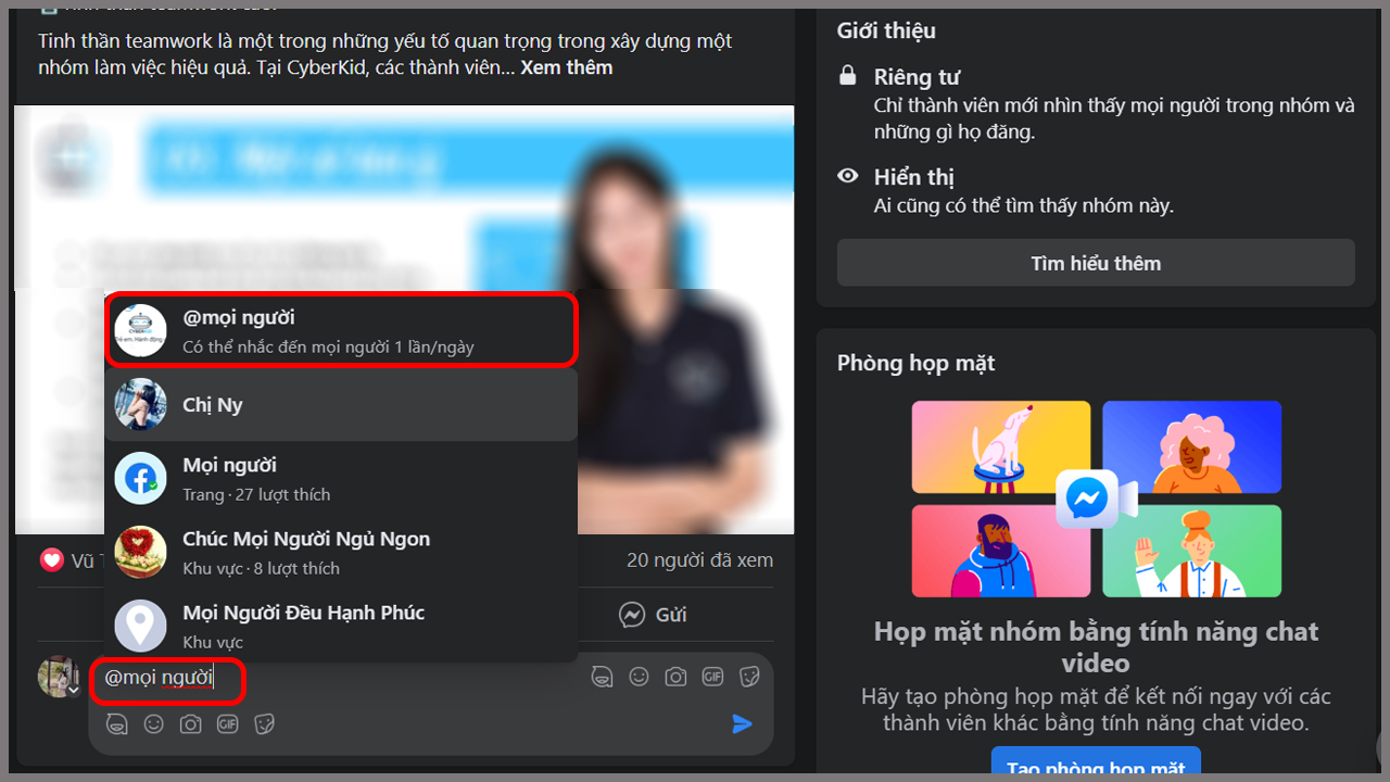cach tag moi nguoi vao comment 1 Cách tag mọi người vào comment   @mọi người trên fb