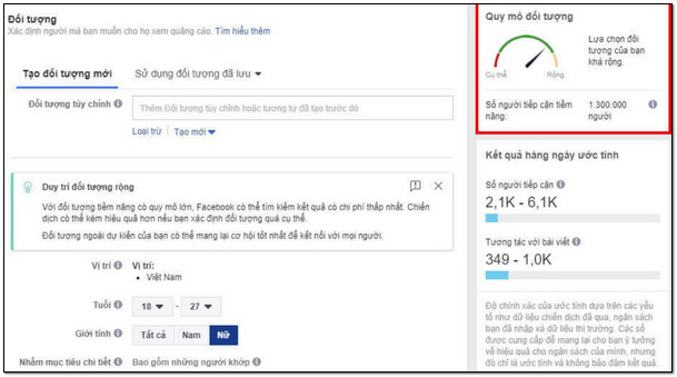 quy mo doi tuong Kinh nghiệm chạy quảng cáo facebook bùng nổ doanh số