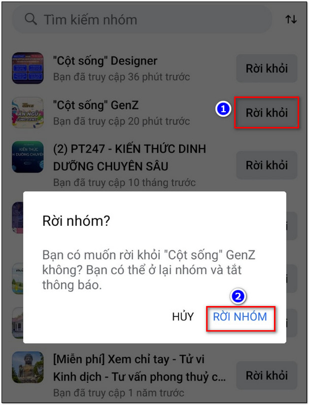 roi nhom tren facebook o dien thoai 6 Cách rời nhóm trên facebook Cực nhanh chỉ với 5s