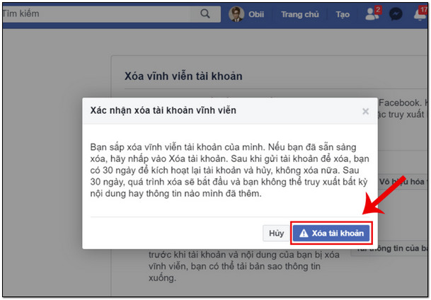 xoa tai khoan fb vinh vien 11 Cách xóa tài khoản fb vĩnh viễn Siêu nhanh chóng