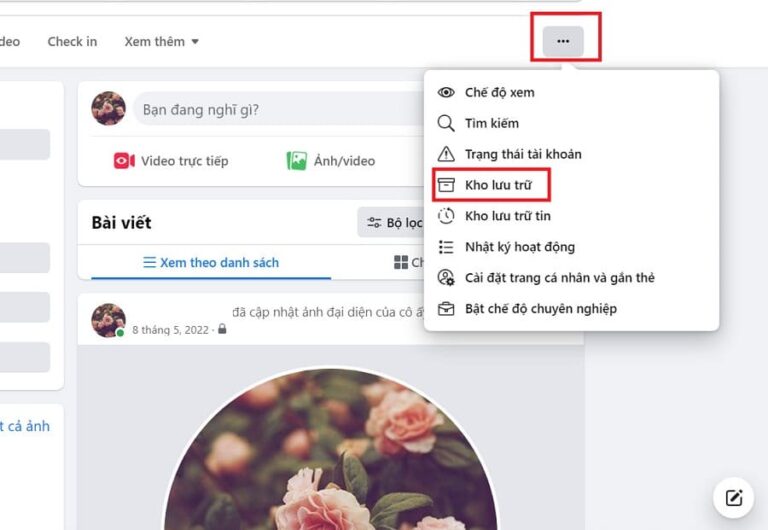 kho luu tru bai viet tren facebook 3 768x530 1 Cách xem kho lưu trữ bài viết trên facebook đơn giản, dễ dàng