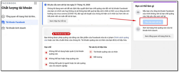 tai khoan quang cao facebook bi han che 2 Cách kháng tài khoản facebook bị hạn chế quảng cáo về nhanh