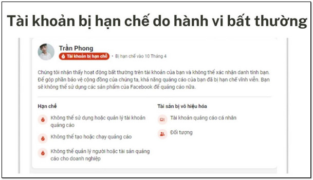 tai khoan quang cao facebook bi han che 3 Cách kháng tài khoản facebook bị hạn chế quảng cáo về nhanh