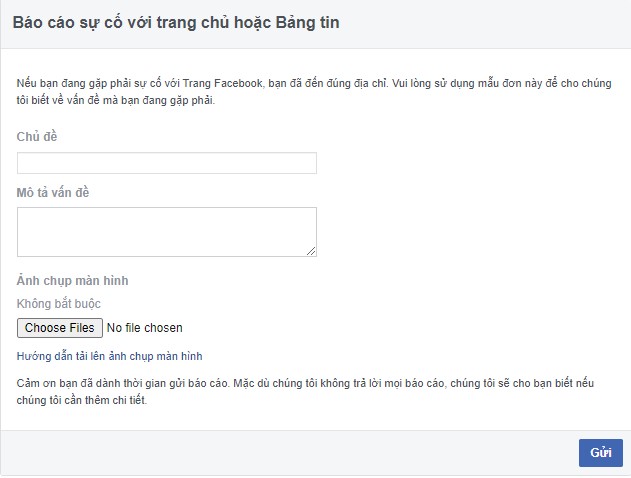 link 337 Link 337   Báo lỗi trang chủ Facebook hiệu quả