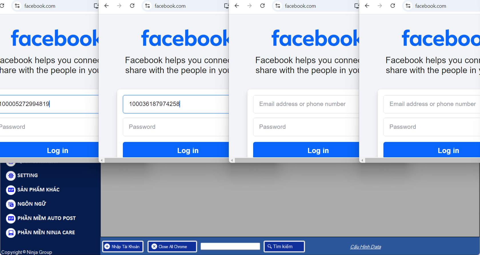 nhap tai khoan facebook 8 Nhập tài khoản Facebook vào phần mềm Ninja UID Pro chuẩn