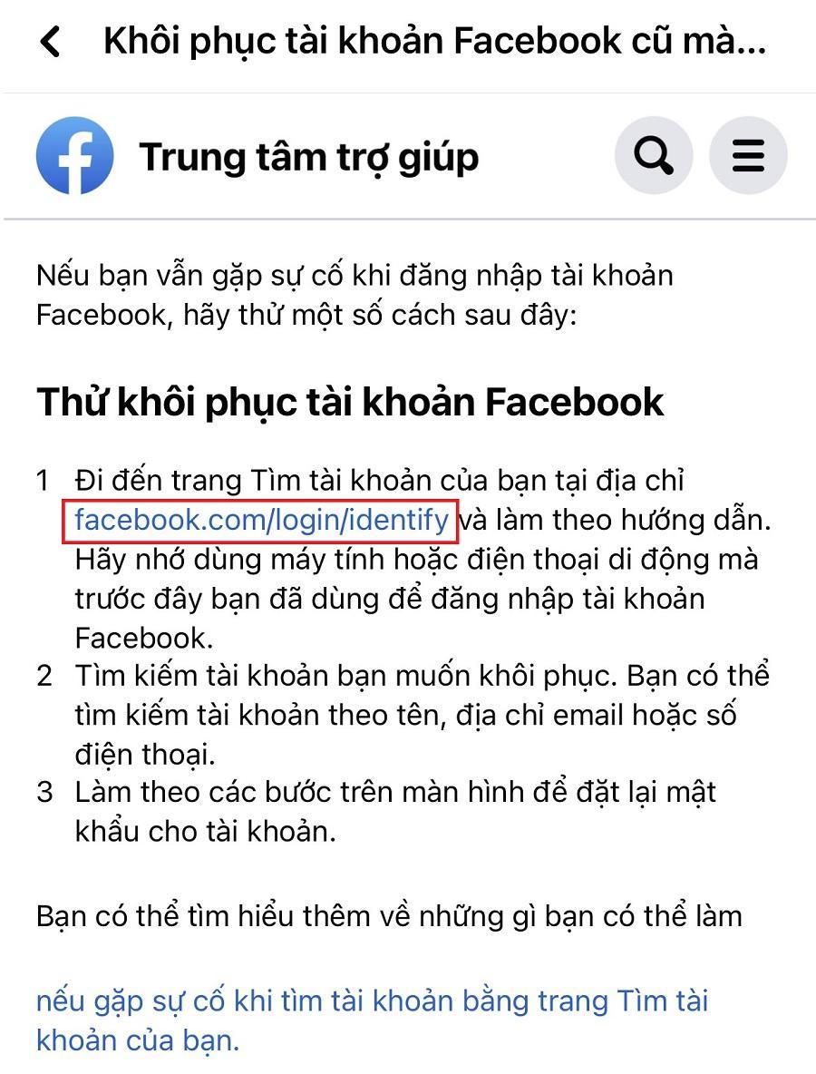 cach lay lai facebook cu tren dien thoai 3 Cách lấy lại facebook cũ trên điện thoại nhanh chóng nhất