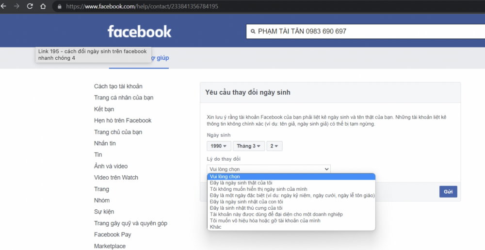 link 195 Link 195 facebook   Cách đổi ngày sinh trên Facebook không giới hạn